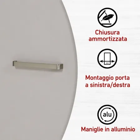 Cucina Modulare 3 Mobili Soft Close Beige Rovere 200 cm MDF Vetro