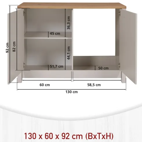 Cucina Modulare Beige Rovere 300 cm 4 Mobili Colonna Pensile
