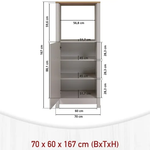 Cucina Modulare Beige Rovere 300 cm 4 Mobili Colonna Pensile