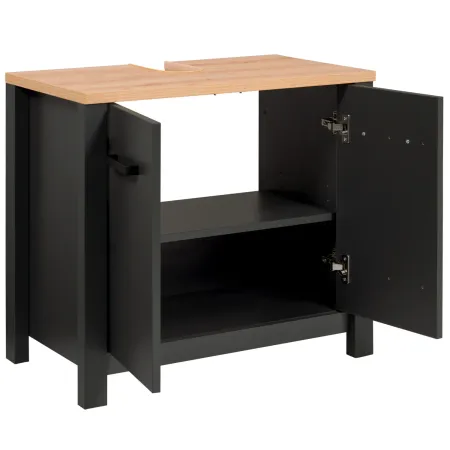 Mobile Bagno 70 cm Antracite Rovere Sottolavabo Pensile a Specchio