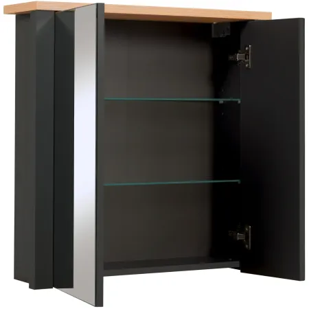 Mobile Bagno 70 cm Antracite Rovere Sottolavabo Pensile a Specchio