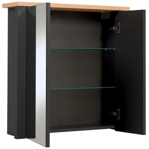 Mobile Bagno 3 Pezzi Antracite Rovere 197 cm con Colonna Specchio