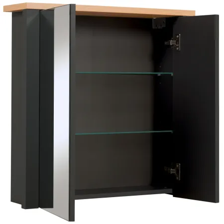 Mobile Bagno 3 Pezzi Antracite Rovere 197 cm con Colonna Specchio