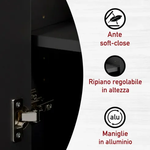 Mobile Bagno 3 Pezzi Antracite Rovere 197 cm con Colonna Specchio