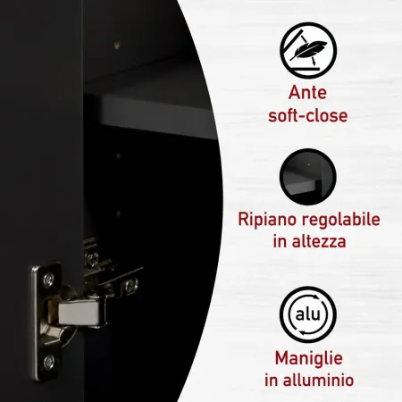 Mobile Bagno 3 Pezzi Antracite Rovere 197 cm con Colonna Specchio