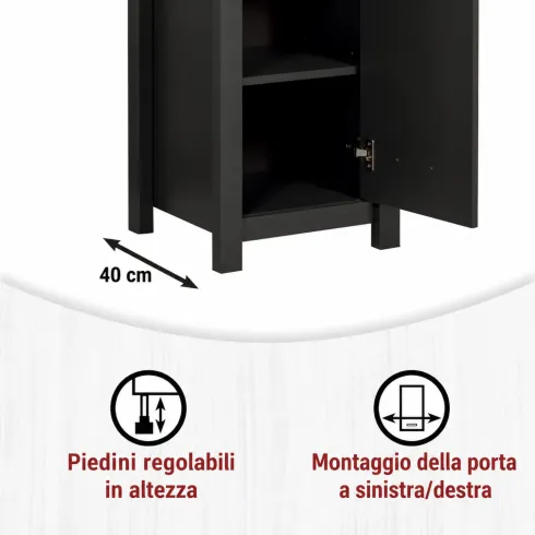 Mobile Bagno 3 Pezzi Antracite Rovere 197 cm con Colonna Specchio