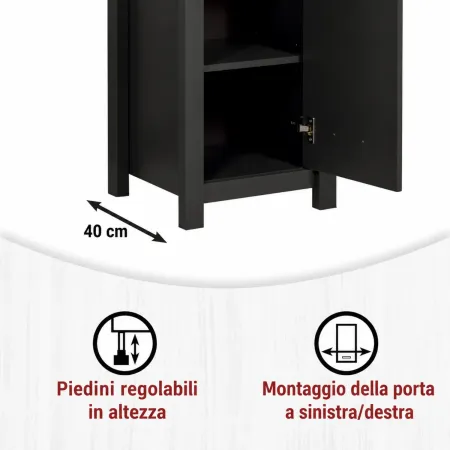 Mobile Bagno 3 Pezzi Antracite Rovere 197 cm con Colonna Specchio