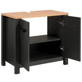 Mobili Bagno 3 Pezzi con Colonna Soft Close Antracite Rovere 197 cm 2