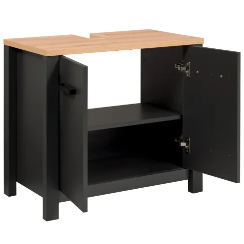 Mobili Bagno 3 Pezzi con Colonna Soft Close Antracite Rovere 197 cm
