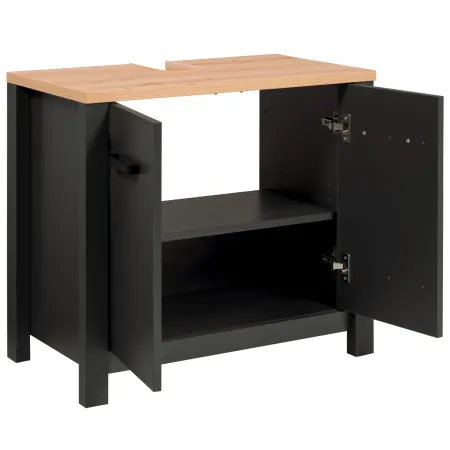 Mobili Bagno 3 Pezzi con Colonna Soft Close Antracite Rovere 197 cm