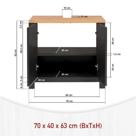 Mobili Bagno 3 Pezzi con Colonna Soft Close Antracite Rovere 197 cm
