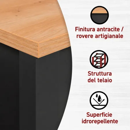 Mobili Bagno 3 Pezzi con Colonna Soft Close Antracite Rovere 197 cm