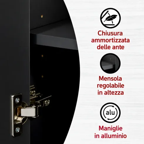Mobili Bagno 3 Pezzi con Colonna Soft Close Antracite Rovere 197 cm