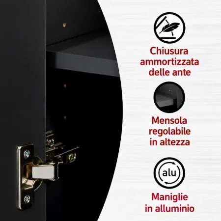 Mobili Bagno 3 Pezzi con Colonna Soft Close Antracite Rovere 197 cm