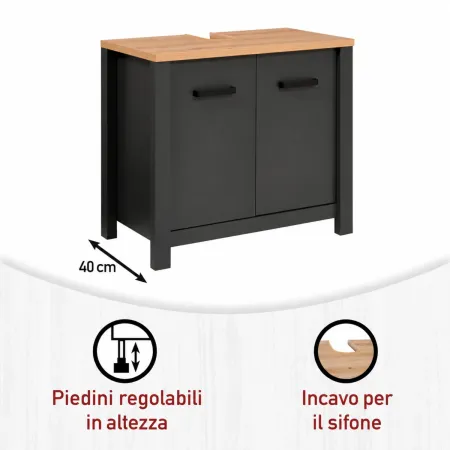 Mobili Bagno 3 Pezzi con Colonna Soft Close Antracite Rovere 197 cm