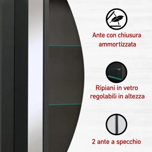 Mobili Bagno 3 Pezzi con Colonna Soft Close Antracite Rovere 197 cm