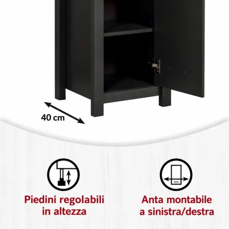 Mobile Bagno 154 cm 2 Colonne Pensile con Specchio Antracite Rovere