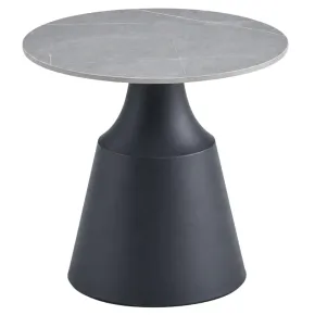 Set 2 Tavolini da Salotto Rotondi in Ceramica Grigio Metallo Nero 2