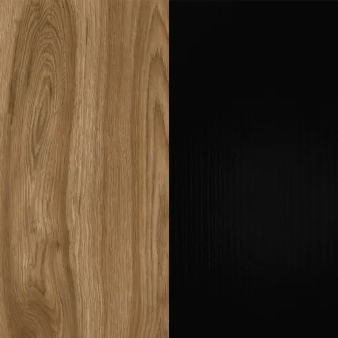 Comodino Sospeso Nero Rovere con Cassetto Maniglia Reversibile