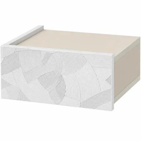 Comodino Sospeso Bianco Beige con Luci Camera da Letto Reversibile