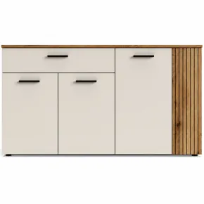 Credenza da Soggiorno 4 Ante Beige Listelli Rovere Anta Reversibile 2