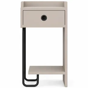 Comodino Tortora con Cassetto Gamba in Metallo Nero Camera da Letto 2