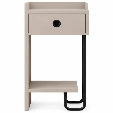 Comodino Camera da Letto con Cassetto Ripiano Tortora Gamba Nero