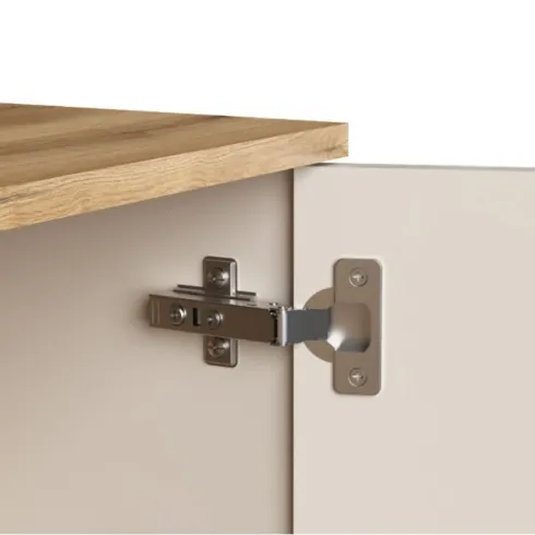 Credenza 2 Ante 4 Cassetti Beige con Listelli Rovere da Soggiorno