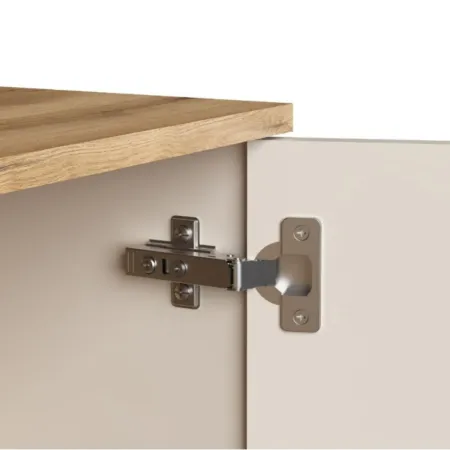 Credenza 2 Ante 4 Cassetti Beige con Listelli Rovere da Soggiorno