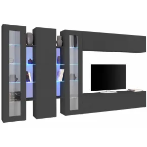 Parete Attrezzata Soggiorno 340 cm Armadio Porta TV Pensile Bianco