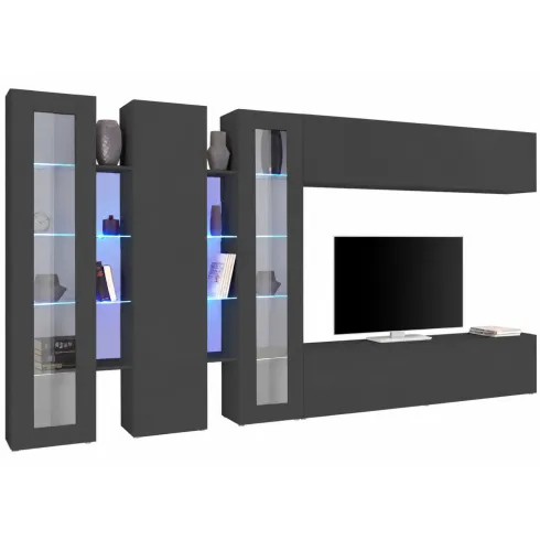 Parete Attrezzata Soggiorno 340 cm Armadio Porta TV Pensile Bianco