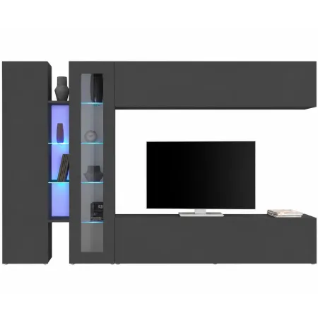 Mobile Porta TV a Parete con Vetrina Antracite Opaco 280 cm Soggiorno