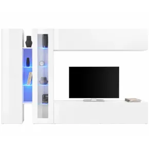 Mobile Soggiorno Porta TV da Appoggio Parete 280 cm Bianco Lucido 2
