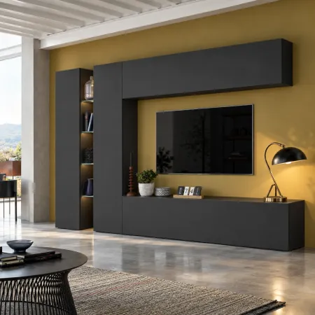 Mobile Armadio Porta TV Antracite Opaco 280x30x180 cm da Soggiorno
