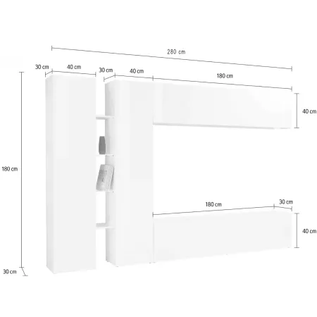 Mobile Armadio Porta TV Antracite Opaco 280x30x180 cm da Soggiorno