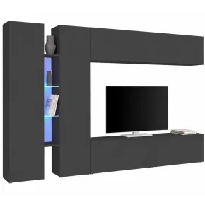Mobile Armadio Porta TV Antracite Opaco 280x30x180 cm da Soggiorno