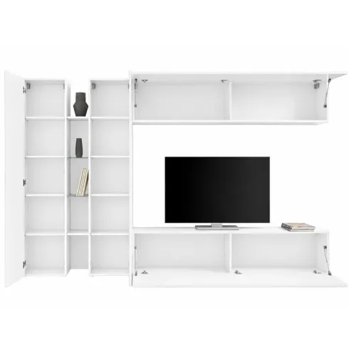 Mobile Armadio Porta TV Bianco Lucido 280x30x180 cm da Soggiorno
