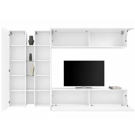 Mobile Armadio Porta TV Bianco Lucido 280x30x180 cm da Soggiorno
