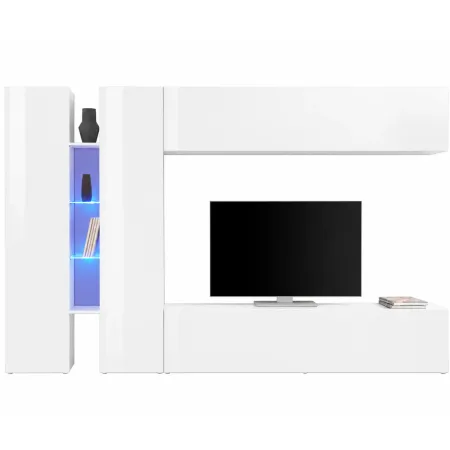 Mobile Armadio Porta TV Bianco Lucido 280x30x180 cm da Soggiorno