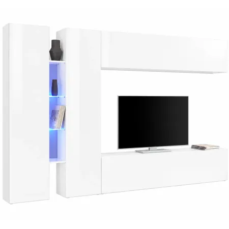 Mobile Armadio Porta TV Bianco Lucido 280x30x180 cm da Soggiorno