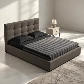 Letto Matrimoniale Struttura Contenitore Tessuto Tortora Rete 160x190 2