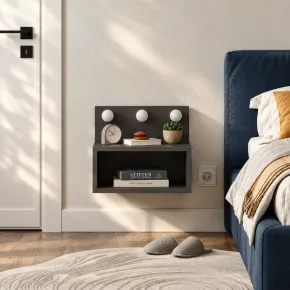 Comodino Sospeso con Luci LED Antracite 40x30 per Camera da Letto 2