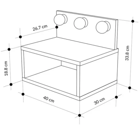 Comodino Sospeso con Luci LED Antracite 40x30 per Camera da Letto