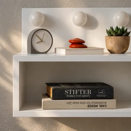 Comodino Sospeso con Luci LED Bianco 40x30 per Camera da Letto