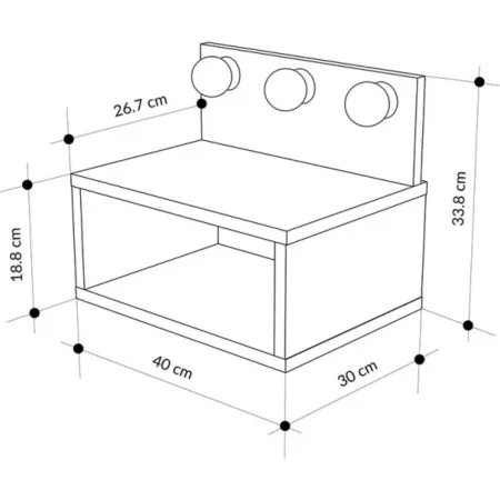Comodino Sospeso con Luci LED Bianco 40x30 per Camera da Letto