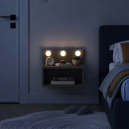 Comodino Sospeso con Luci LED Antracite 40x30 per Camera da Letto