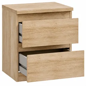 Comodino Camera da Letto Rovere 2 Cassetti Salvaspazio Contenitore 2