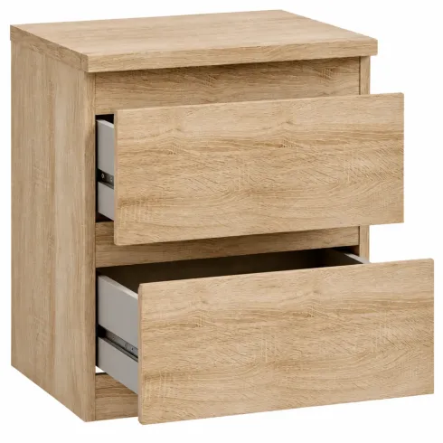 Comodino Camera da Letto Rovere 2 Cassetti Salvaspazio Contenitore