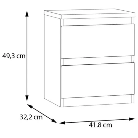 Comodino Camera da Letto Rovere 2 Cassetti Salvaspazio Contenitore