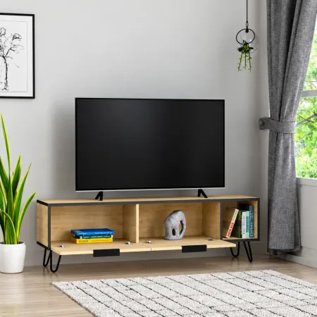 Mobile Porta TV da Appoggio Rovere Antracite 2 Ante da Soggiorno